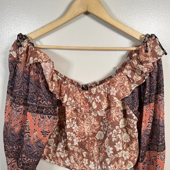 Free People Memphis Canyon Crop Top‎ Size Large Boho Peasant Poet Festival - Picture 11 of 13
